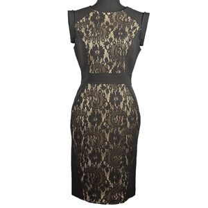 Adrianna Papell Womens Dress Size 4‎ Black Lace Sleeveless Zipper Back Crew Neck